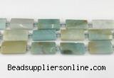 CTB851 13*25mm - 15*28mm faceted flat tube amazonite beads