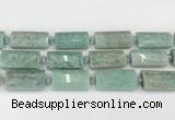 CTB852 13*25mm - 15*28mm faceted flat tube amazonite beads