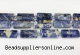 CTB853 13*25mm - 15*28mm faceted flat tube sodalite beads