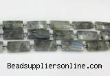 CTB857 13*25mm - 15*28mm faceted flat tube labradorite beads