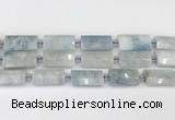 CTB859 13*25mm - 15*28mm faceted flat tube aquamarine beads