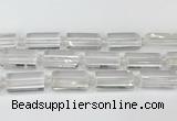 CTB860 13*25mm - 15*28mm faceted flat tube white crystal beads