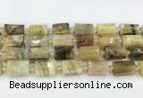 CTB871 13*25mm - 14*19mm faceted tube yellow opal beads