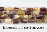 CTB873 13*25mm - 14*19mm faceted tube mookaite beads