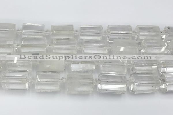 CTB875 13*25mm - 14*19mm faceted tube yellow white crystal beads