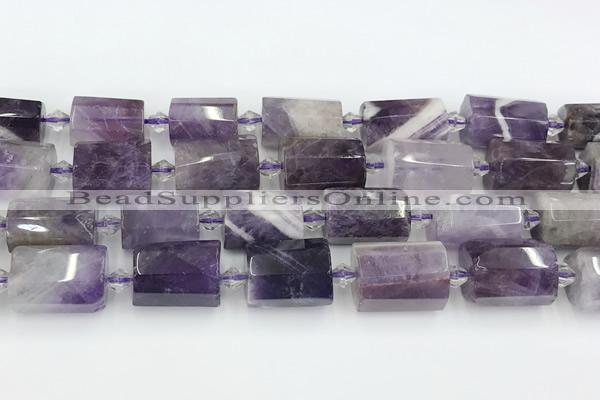 CTB877 13*25mm - 14*19mm faceted tube amethyst beads