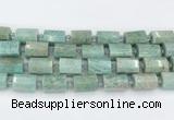 CTB882 13*25mm - 14*19mm faceted tube amazonite beads