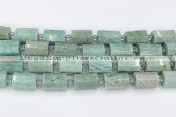 CTB882 13*25mm - 14*19mm faceted tube amazonite beads