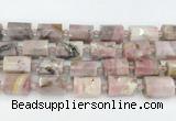 CTB883 13*25mm - 14*19mm faceted tube pink opal beads