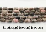 CTB895 15.5 inches 10*14mm faceted tube rhodonite gemstone beads