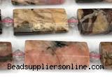 CTB930 13*25mm - 15*28mm faceted flat tube rhodonite beads