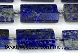 CTB935 13*25mm - 15*28mm faceted flat tube lapis lazuli beads