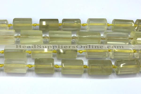 CTB945 15 inches 13*25mm - 14*19mm faceted tube lemon quartz beads