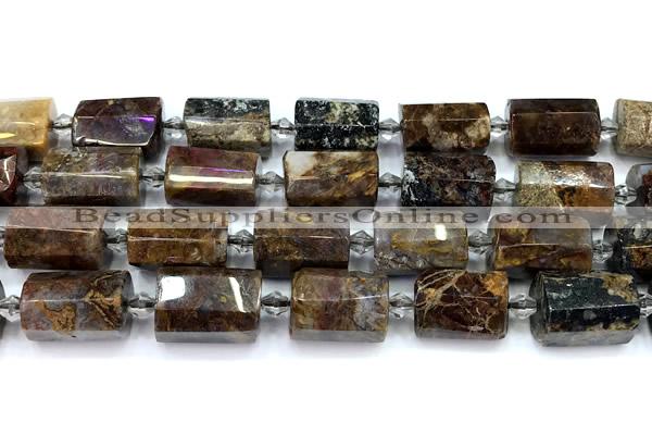 CTB953 15 inches 13*25mm - 14*19mm faceted tube pietersite beads