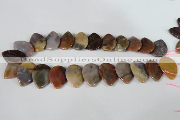 CTD10 Top drilled 22*30mm flat teardrop jasper gemstone beads