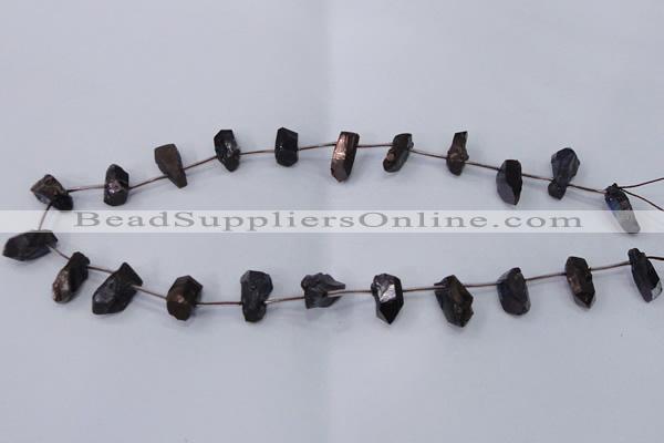 CTD1106 Top drilled 6*15mm - 8*18mm nuggets plated quartz beads