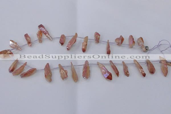 CTD1110 Top drilled 8*25mm - 10*30mm nuggets plated quartz beads