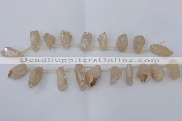 CTD1123 Top drilled 10*22mm - 12*30mm nuggets plated quartz beads