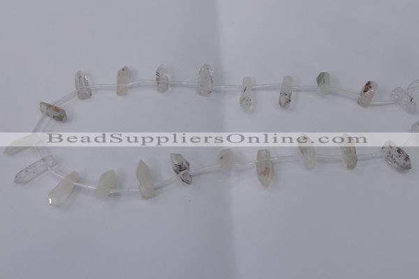 CTD1137 Top drilled 6*15mm - 8*20mm nuggets white crystal beads