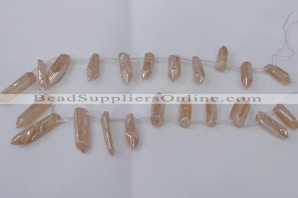 CTD1149 Top drilled 8*20mm - 10*30mm sticks plated quartz beads