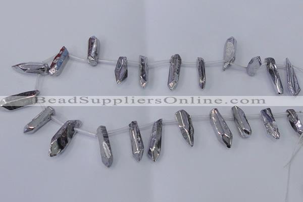 CTD1151 Top drilled 8*20mm - 10*30mm sticks plated quartz beads