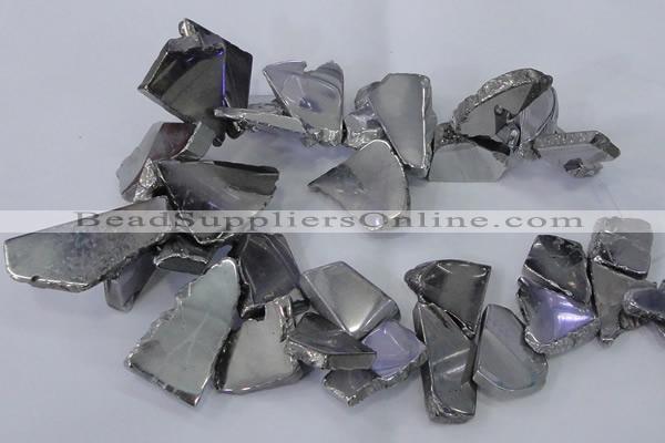 CTD1166 Top drilled 15*25mm - 30*40mm freeform plated agate beads