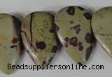 CTD12 Top drilled 22*30mm flat teardrop artistic jasper beads