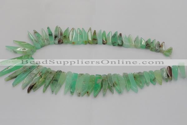 CTD1200 Top drilled 6*15mm - 7*40mm sticks Australia chrysoprase beads