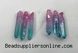 CTD1224 Top drilled 7*30mm - 9*45mm sticks plated quartz beads