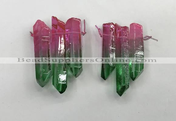 CTD1225 Top drilled 7*30mm - 9*45mm sticks plated quartz beads