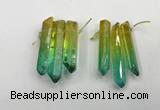 CTD1227 Top drilled 7*30mm - 9*45mm sticks plated quartz beads