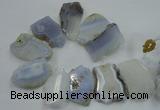 CTD1515 Top drilled 30*45mm - 35*60mm freeform blue lace agate slab beads