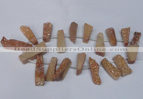 CTD1609 Top drilled 13*25mm - 15*45mm freeform plated druzy quartz beads