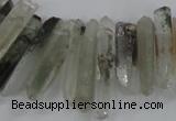 CTD1663 Top drilled 6*18mm - 8*35mm sticks green phantom quartz beads