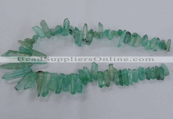 CTD1695 Top drilled 5*15mm - 7*35mm sticks dyed white crystal beads