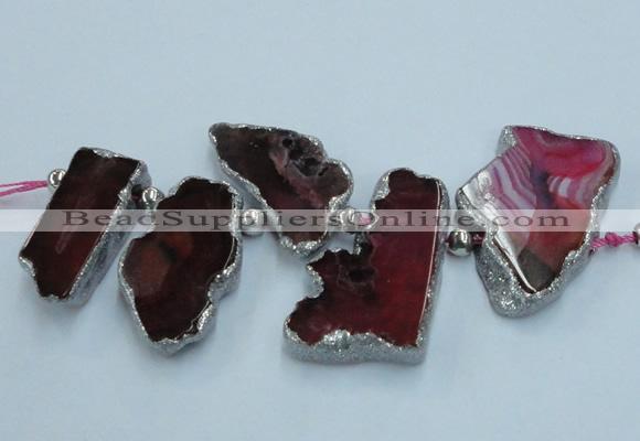 CTD1729 Top drilled 25*35mm - 30*45mm freeform agate slab beads