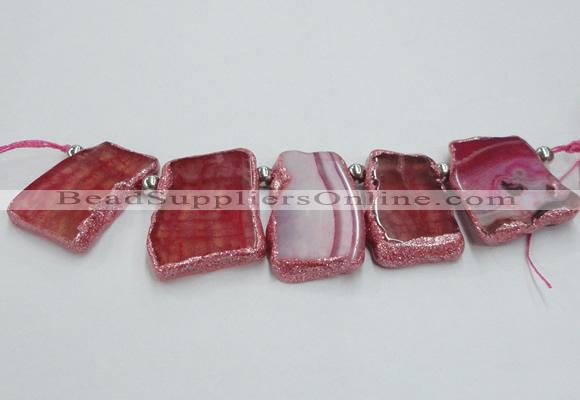 CTD1732 Top drilled 25*35mm - 30*45mm freeform agate slab beads