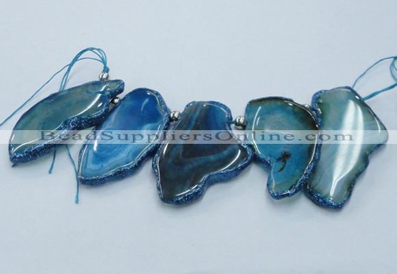 CTD1762 Top drilled 20*40mm - 35*55mm freeform agate slab beads