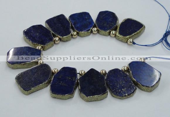 CTD1771 Top drilled 18*28mm - 22*35mm freeform lapis lazuli slab beads