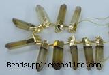 CTD1969 Top drilled 10*50mm - 15*60mm sticks lemon quartz beads