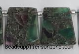 CTD200 Top drilled 20*24mm trapezoid fluorite & pyrite beads