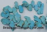 CTD2012 Top drilled 20*25mm - 30*35mm freeform turquoise beads