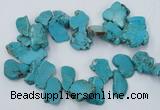 CTD2014 Top drilled 20*25mm - 30*35mm freeform turquoise beads