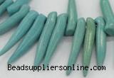 CTD2037 Top drilled 5*15mm - 6*40mm sticks turquoise beads