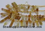 CTD2111 Top drilled 10*25mm - 12*45mm sticks yellow quartz beads