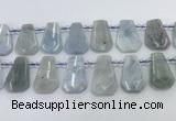 CTD2268 Top drilled 16*28mm - 20*30mm faceted freeform aquamarine beads