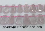 CTD2271 Top drilled 16*28mm - 20*30mm faceted freeform rose quartz beads