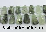 CTD2273 16*28mm - 20*30mm faceted freeform green rutilated quartz beads