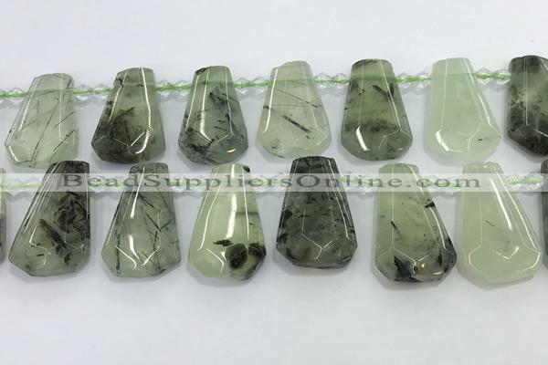 CTD2273 16*28mm - 20*30mm faceted freeform green rutilated quartz beads