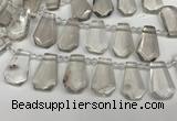 CTD2274 Top drilled 16*28mm - 20*30mm faceted freeform smoky quartz beads